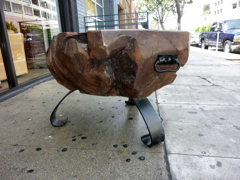  Italian Walnut  Wood Table  by Venetian Artist Gimo Fero In Distressed Condition In Los Angeles, CA