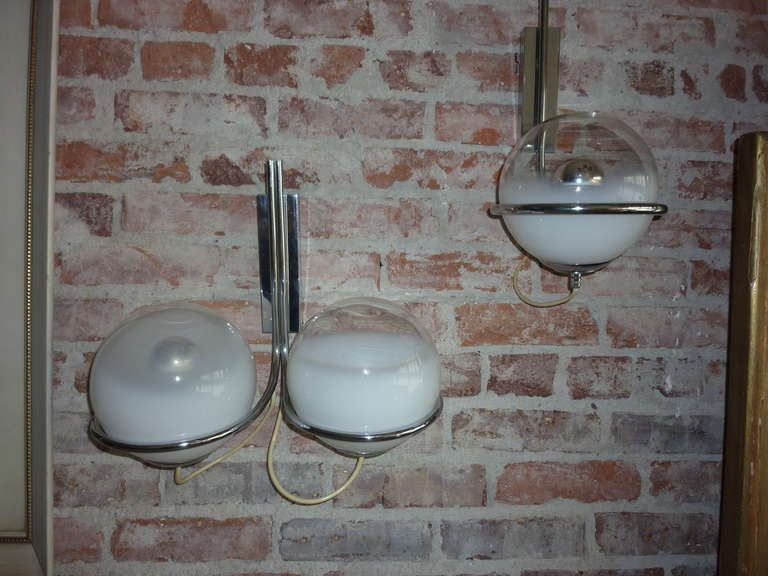 1970s Italian two wall lights. Single wall light dimensions H 17, L 7.5.