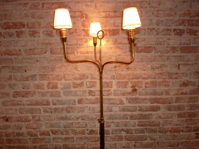 Art Deco Italian Brass Floor Lamp In Good Condition For Sale In Los Angeles, CA