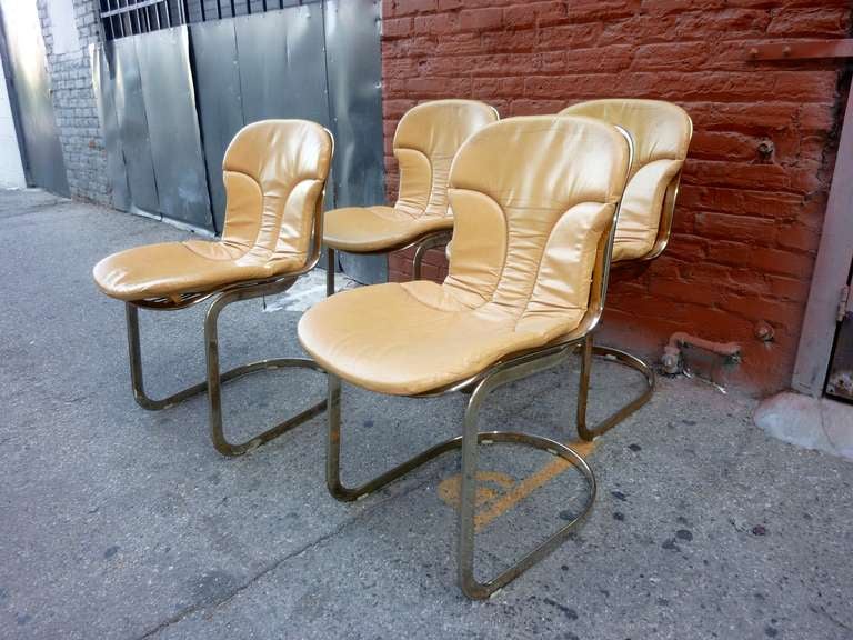 Italian Brass Chairs by Cidue Vicenca In Good Condition In Los Angeles, CA