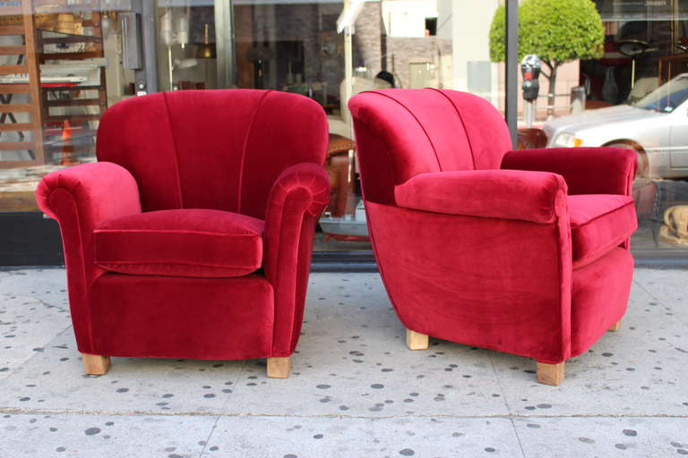 Italian chairs newly upholstered in cotton velvet.