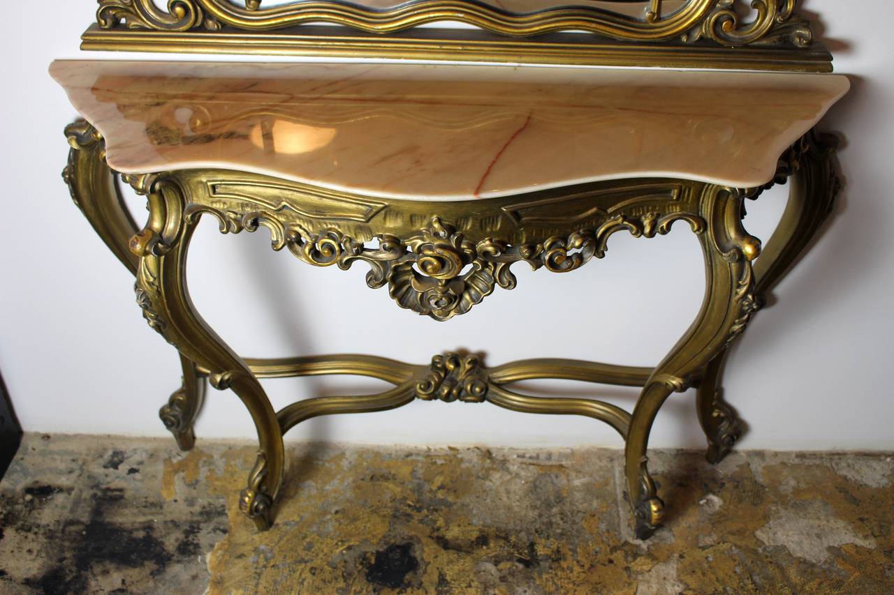 French Console with Mirror In Excellent Condition For Sale In Los Angeles, CA