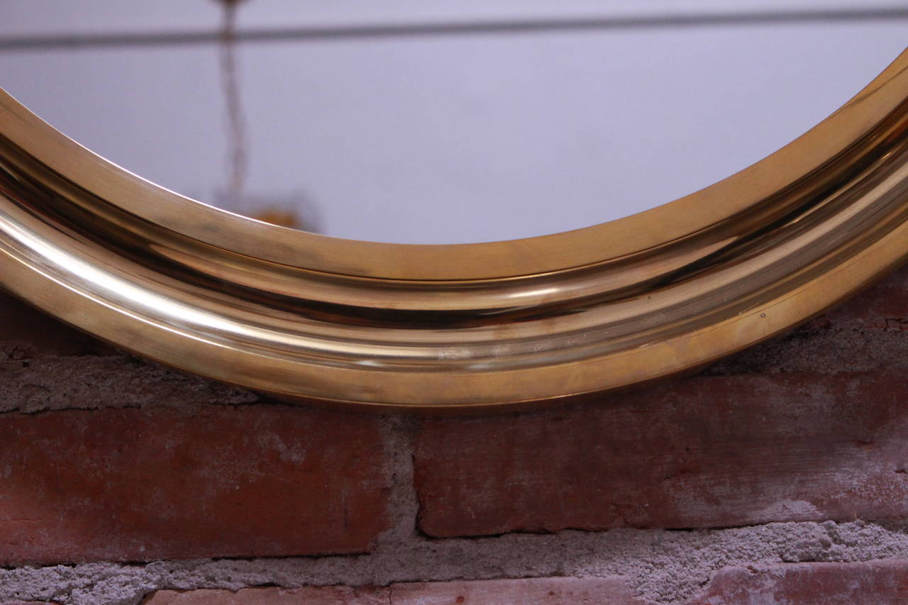Italian Sergio Mazza Pair of Brass Mirrors