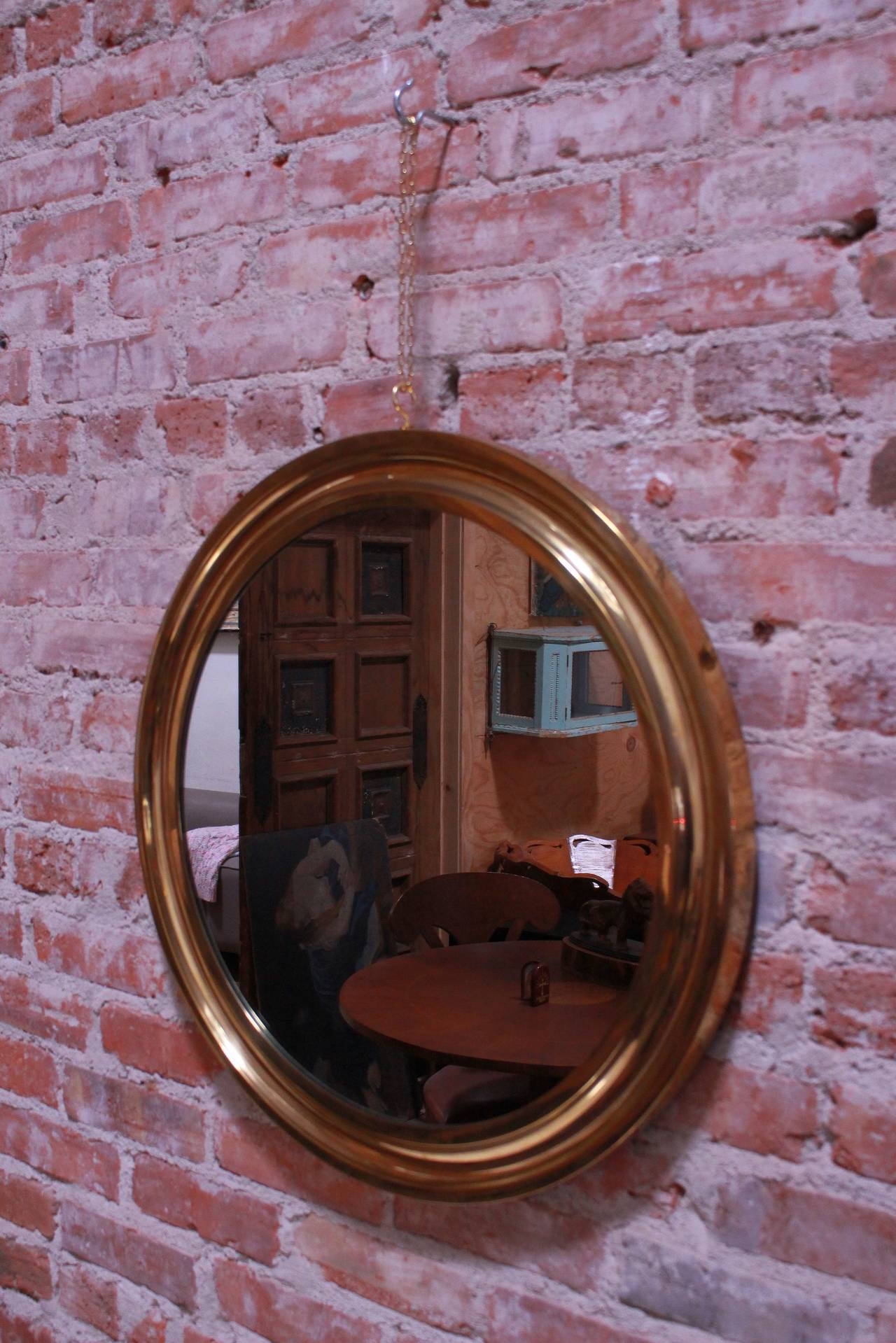 Sergio Mazza Pair of Brass Mirrors In Excellent Condition In Los Angeles, CA