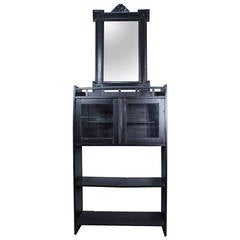 Antique Austrian Entry Glass Curio Display and Mirror 11