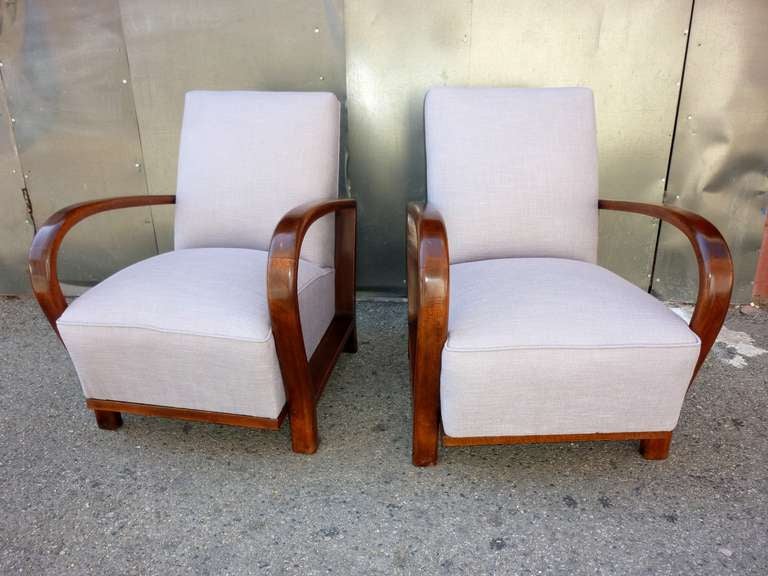 New gray linen upholstery , wood in original condition