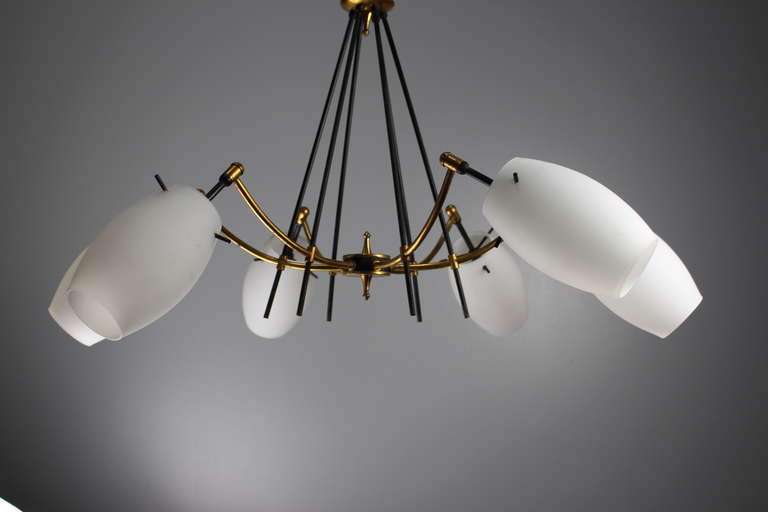 1950s Italian Chandelier In Style of Stilnovo In Good Condition In Los Angeles, CA