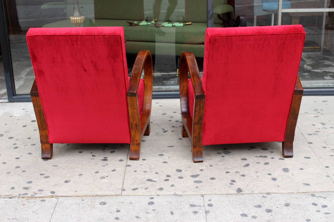 Pair of French Art Deco Club Chairs In Excellent Condition In Los Angeles, CA