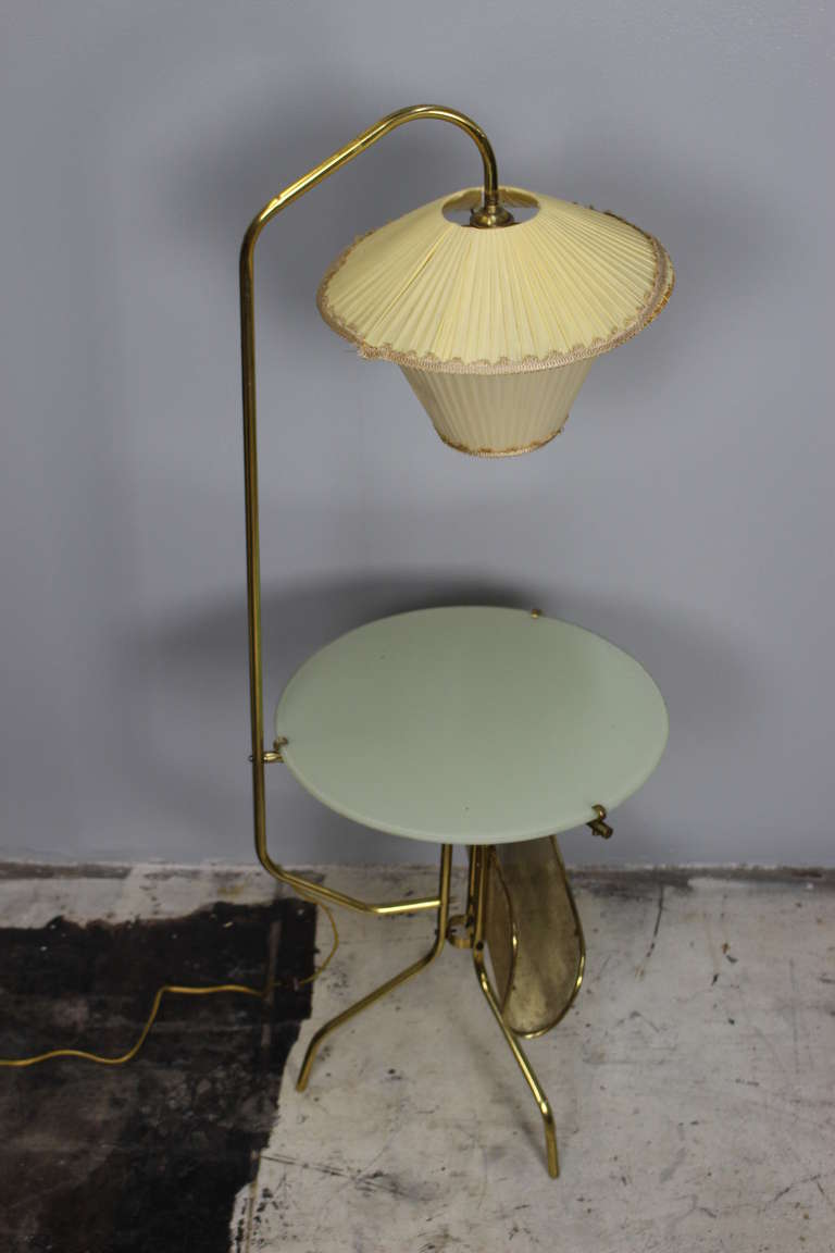 Mid-20th Century Italian Floor Lamp, Magazine Rack and Table
