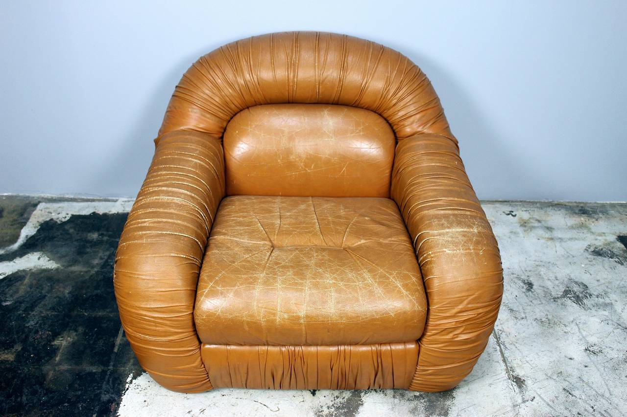Pair of leather chairs after Tobia Scarpa for B&B Italia.
Chairs are in original condition very comfortable.