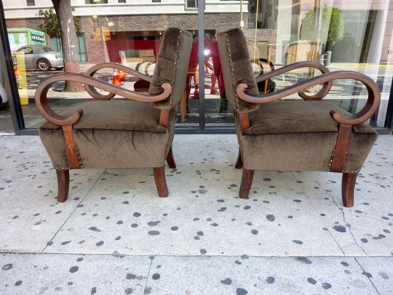 Austrian Art Deco Armchairs In Excellent Condition In Los Angeles, CA