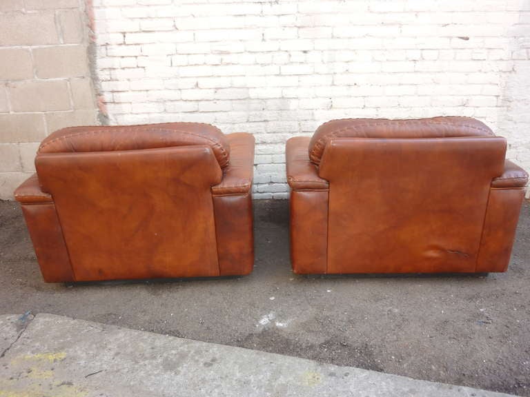 Italian Leather Lounge Chairs after De Sede 2