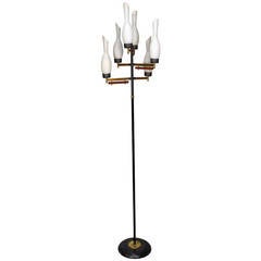 1950s Italian Floor Lamp with Six Glass Shade