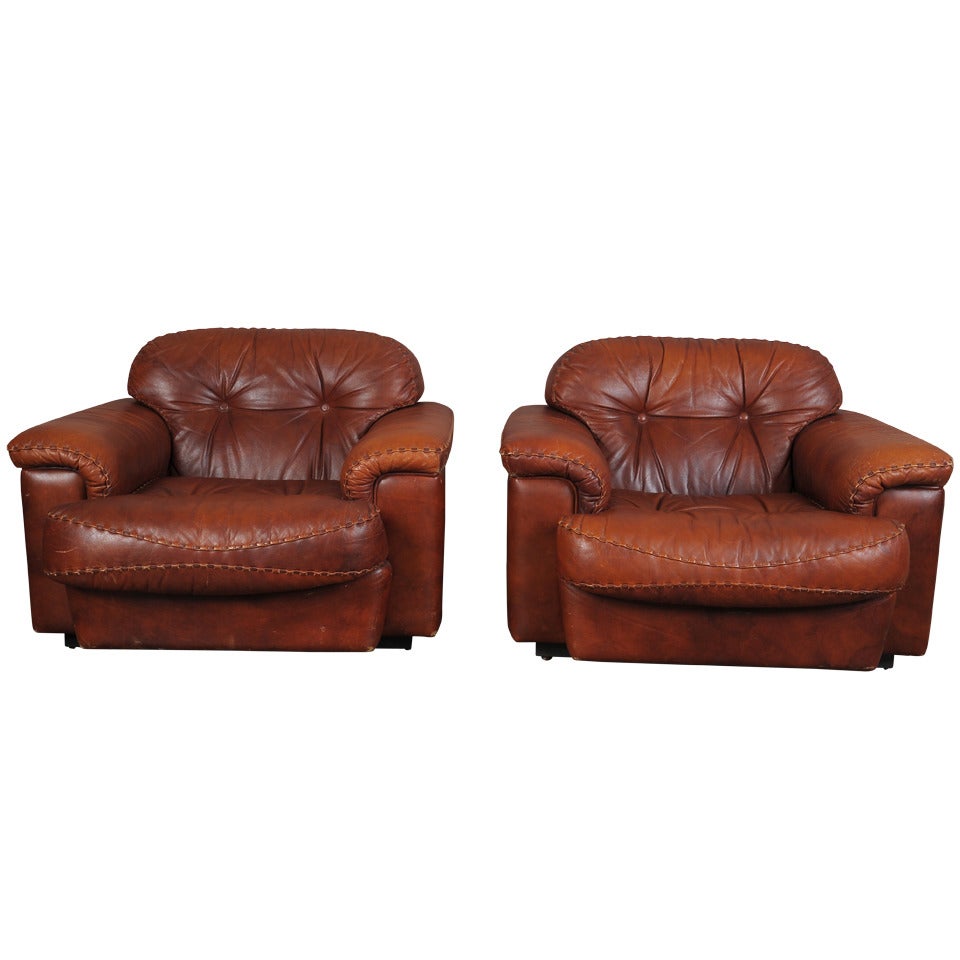 Italian Leather Lounge Chairs after De Sede
