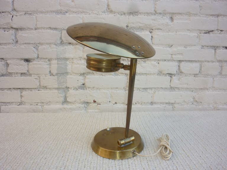 Brass desk lamp, with the glass diffuser.

Pls note: Item is located at Beverly Store
7274 Beverly Blvd 
Los Angeles, CA 90036
