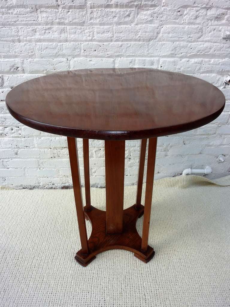 Art Deco side table, walnut base and top.