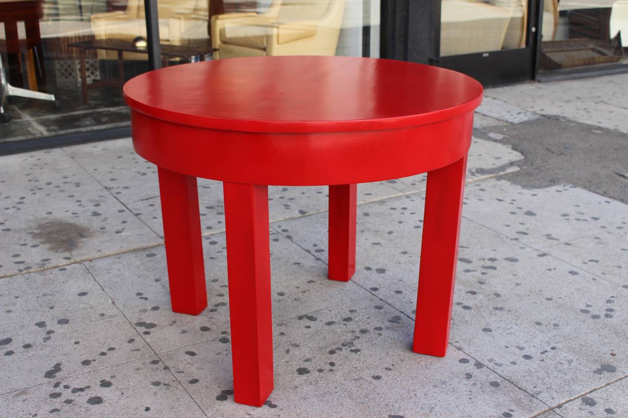 Gueridon, red lacquered.

Pls note: Item is located at Beverly Store
7274 Beverly Blvd 
Los Angeles, CA 90036
