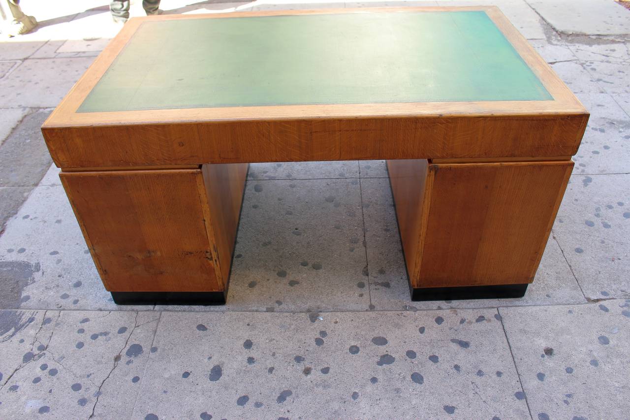 Mid-20th Century Art Deco Desk with the Leather Top For Sale