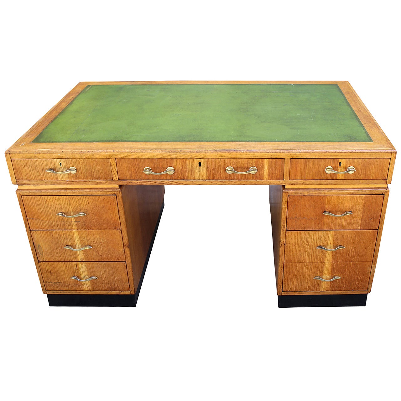 Art Deco Desk with the Leather Top