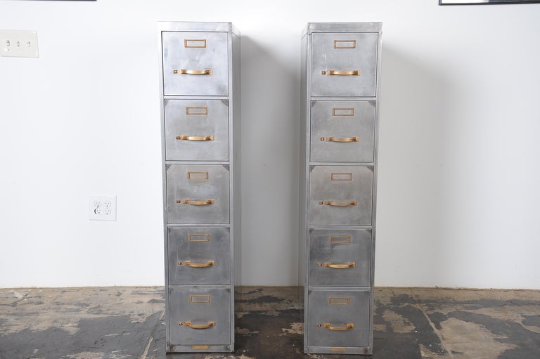 Pair of Metal  File Cabinets In Good Condition In Los Angeles, CA