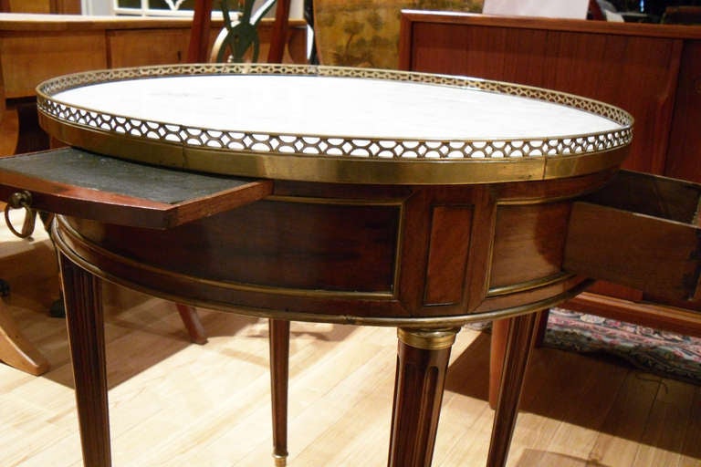 French A Louis XVI Mahogany & Marble Bouillotte Table For Sale