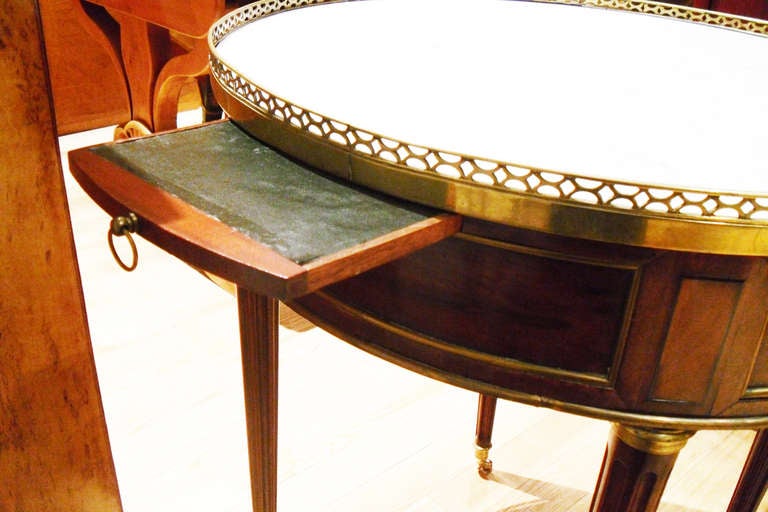 Brass A Louis XVI Mahogany & Marble Bouillotte Table For Sale