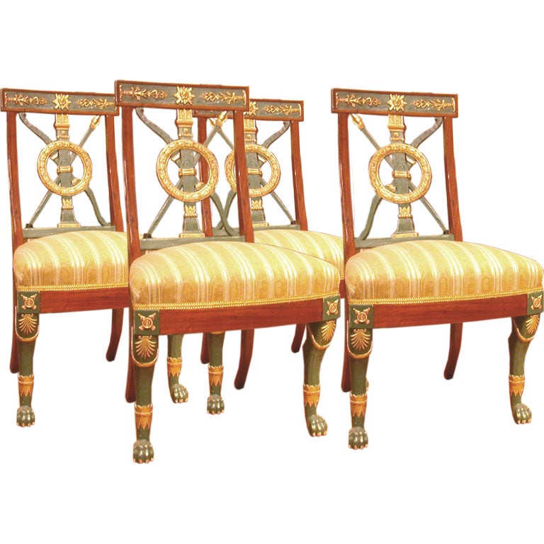 Set of Four Russian Neoclassical Chairs For Sale
