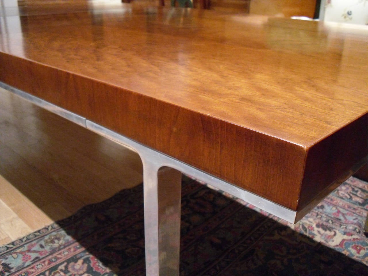 American Mid-Century Modern John Stuart Dining Table with Cast-Aluminum Legs For Sale