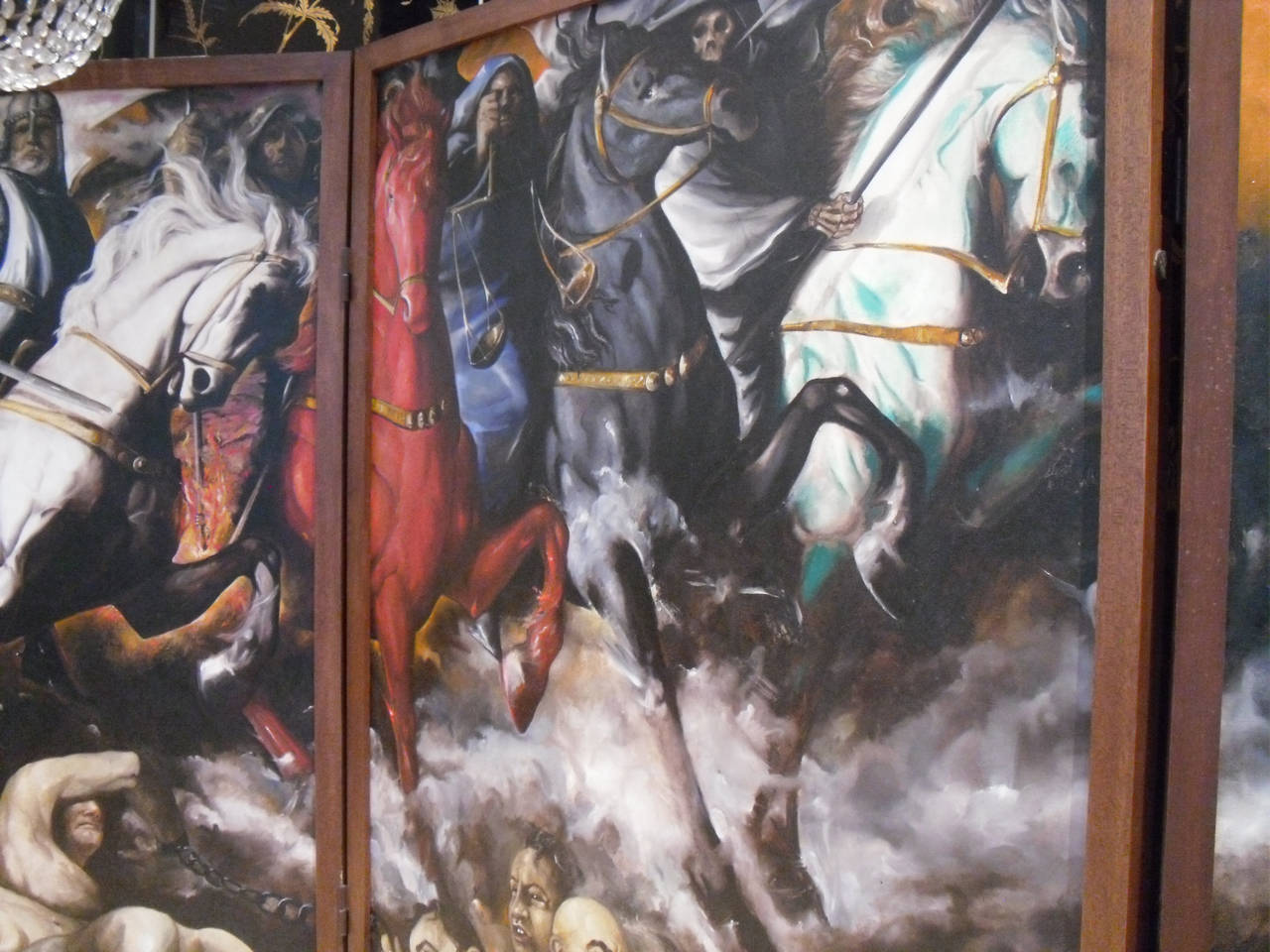 Modern Oil on Canvas Triptych of Horsemen by Enrique Senis Oliver For Sale