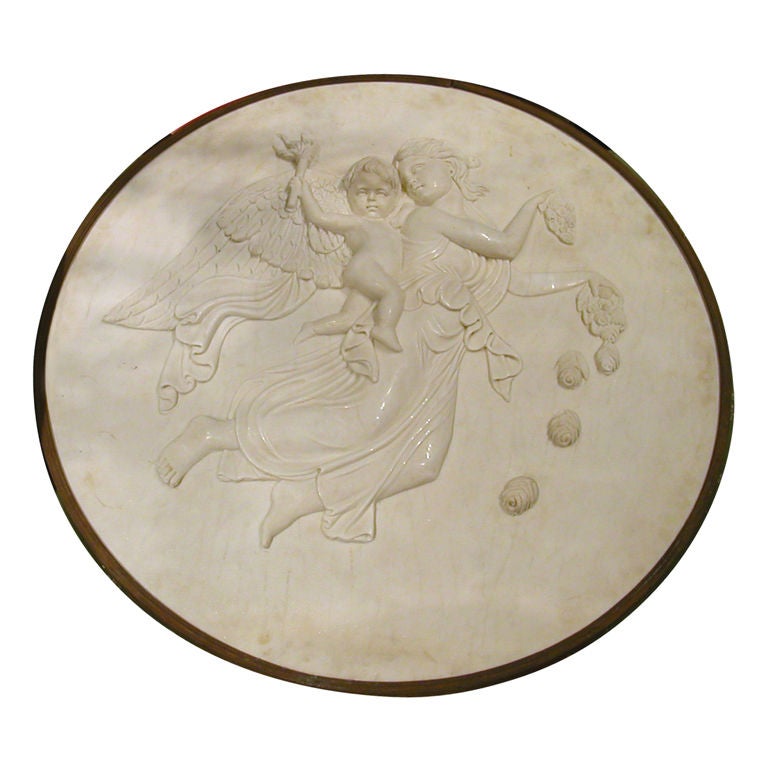 A Carved Marble Roundel In The Manner Of Bertel Thorvaldsen For Sale