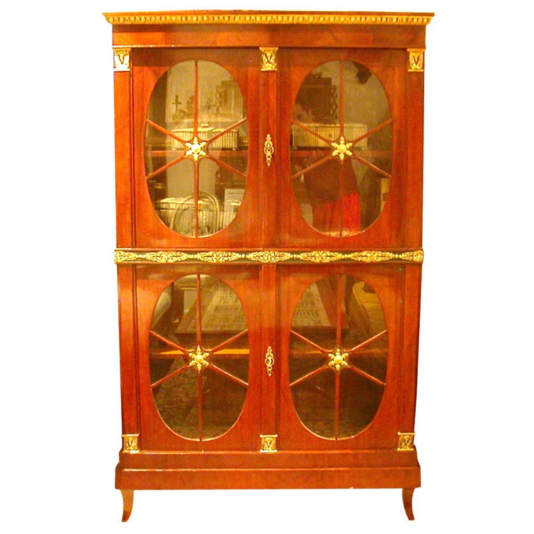 An Austrian Neoclassic Parcel-gilt Mahogany Bookcase For Sale