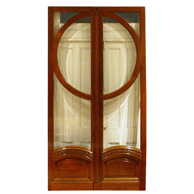 Pair Of Brass-mounted Oak Doors For Sale