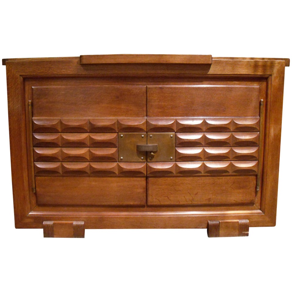 French Oak Sideboard or Cabinet with Brass Fitting For Sale
