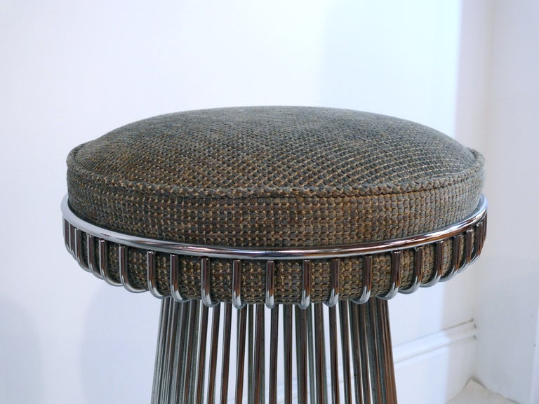 American Pair of Platner Style Upholstered Bar Stools