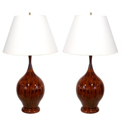 Pair of Faux Tortoise Table Lamps