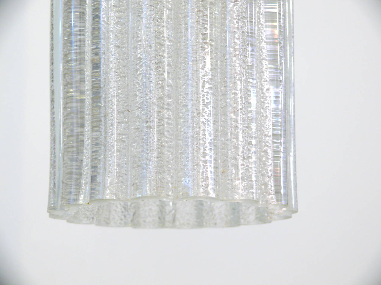 Pair of Scalloped Glass Pendant Lights In Excellent Condition In New York, NY