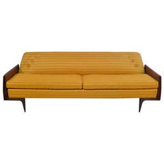 Danish Mid Century Sofa with Caned Sides