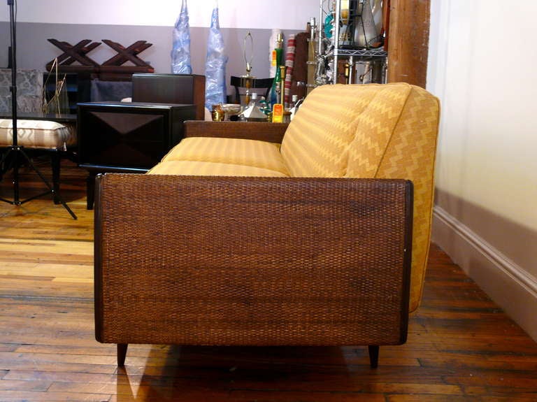 Danish Mid Century Sofa with Caned Sides 2