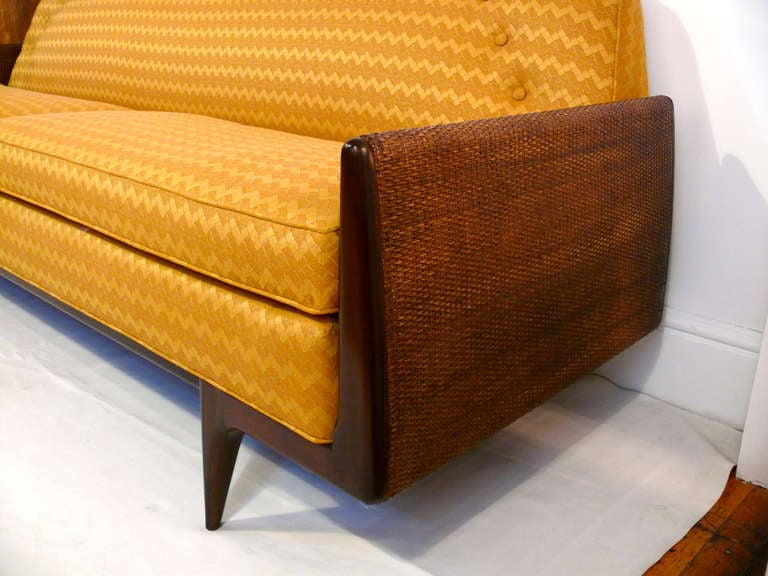 Mid-Century Modern Danish Mid Century Sofa with Caned Sides