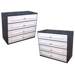 Retro Pair of 4 Drawer Lacquered Chest of Drawers