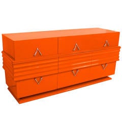 1940s Hermes Orange Lacquered Credenza