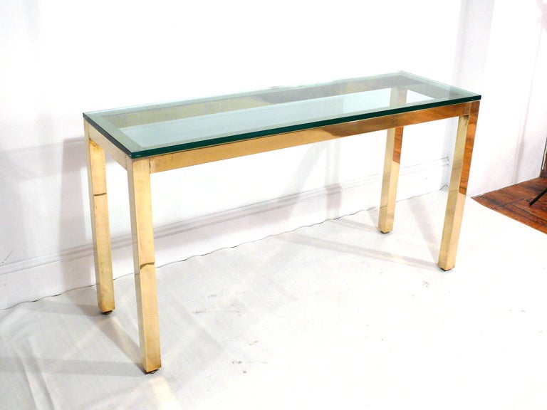 Solid Brass and Glass Parsons Style Console