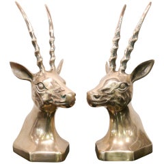Pair of Brass Antelope Bookends