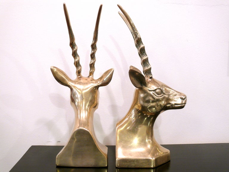 Pair of Brass Antelope Bookends 2