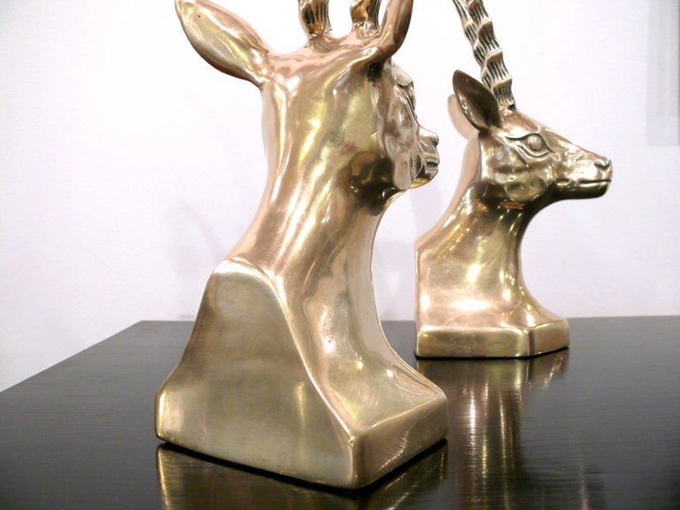 Pair of Brass Antelope Bookends 4