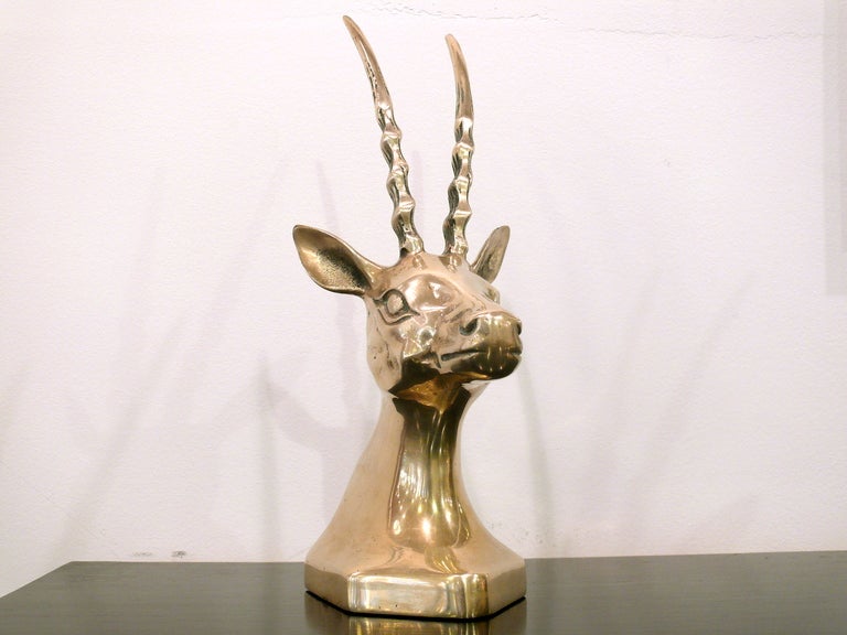 Pair of Brass Antelope Bookends In Excellent Condition In New York, NY