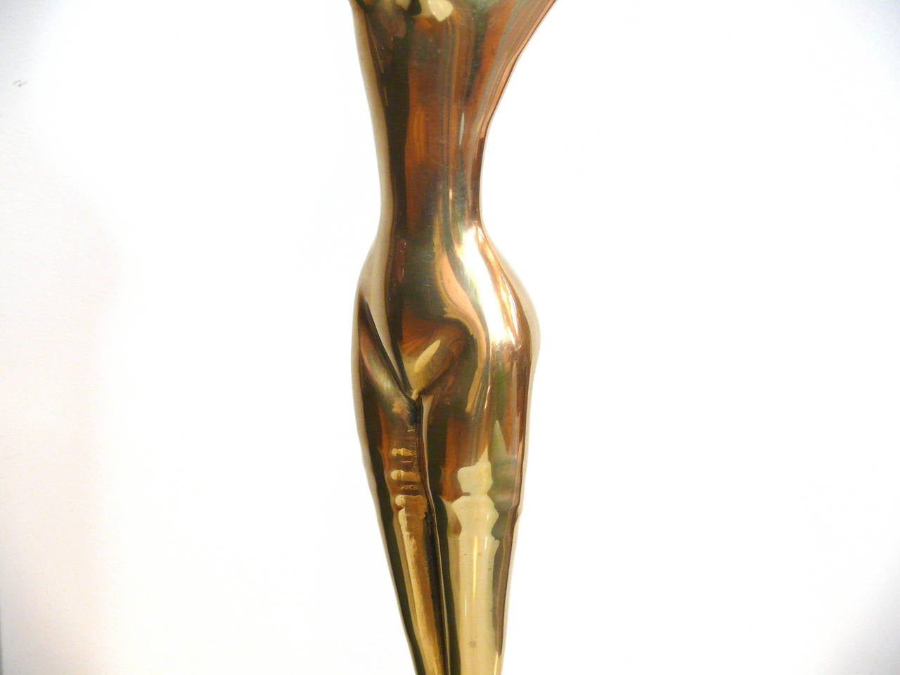 Mid-Century Modern 3' Tall Brass Female Sculpture