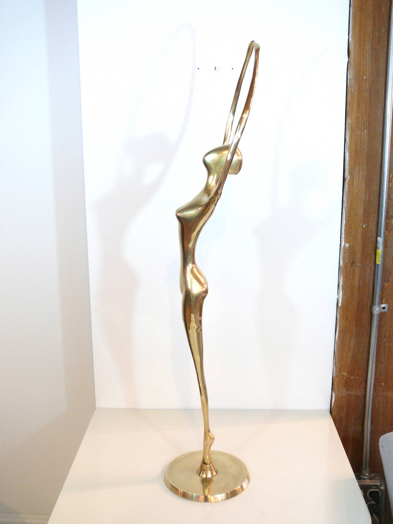 20th Century 3' Tall Brass Female Sculpture