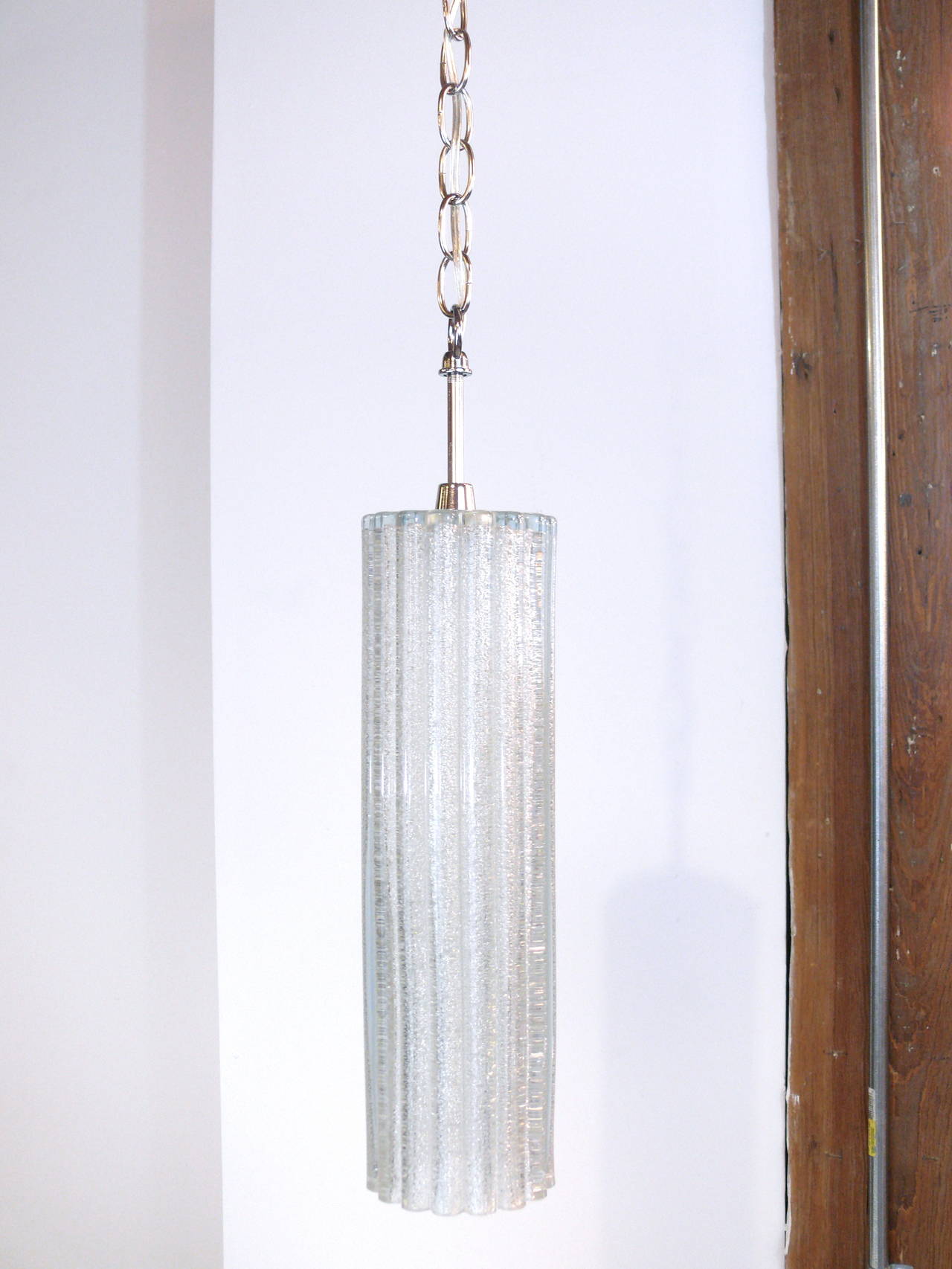 Pair of Scalloped Glass Pendant Lights 4