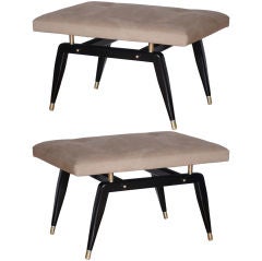 Pair of Ebonized Sculptural Benches